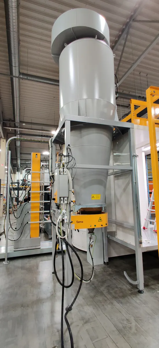 Dust collector and ductwork at a powder coating line