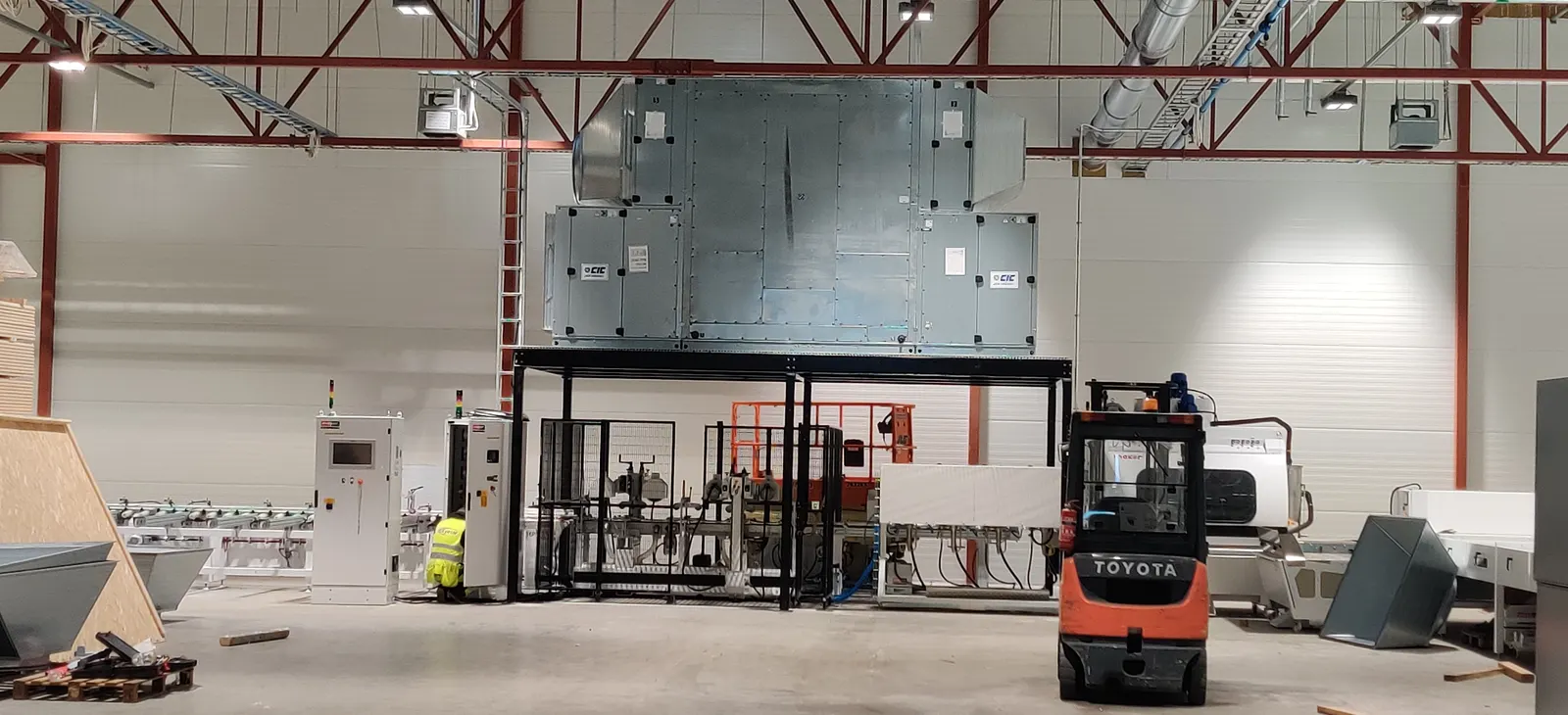 Air handling unit installed in a new production hall
